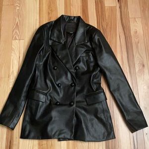 Blank NYC double breasted faux leather blazer